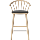 Sleek low bar stool - leather seat