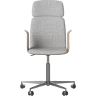 02-092-62 Palm CEO chair with upholstered seat, wood-armrests and wheels