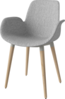 02-327-50 Seed Chair with Armrest & Wooden Legs - Upholstered