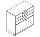 2243 + high plinth - Cupboard W800xD400xH750 w/3 drawers in A1