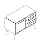 2117 + legs - Cupboard W800xD400xH368 w/3 drawers in A1+B1 w/3 drw. in B1