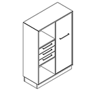 2318 + high plinth - Bookcase W800xD350xH1102 w/3 drw. in A2 w/door, right in B1