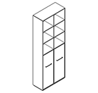 2618 incl. plinth - Bookcase W800xD350xH2158 w/doors in A4+B4 with divider