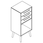 2212 + legs - Bookcase W408xD350xH750 w/3 drawers in A1