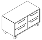 2110 + castors - Cupboard W800xD400xH368 w/2 drawers in A1+B1