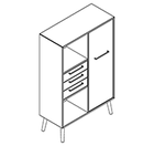 2318 + legs - Bookcase W800xD350xH1102 w/3 drw. in A2 w/door, right in B1