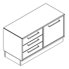 2106 + high plinth - Bookcase W800xD350xH398 w/3 drawers in A1+filing in B1
