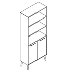 2523 + legs - Bookcase W800xD350xH1806 w/doors in A4+B4, w/dividers behind doors