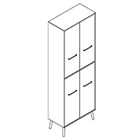 2647 + legs - Cupboard W800xD400xH2158 w/doors in A1/B1 and A4/B4 no divider