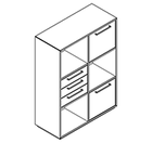 2327 incl. plinth - Bookcase W800xD350xH1102 w/3 drw. in A2, door B1, fil.drw. in B3