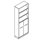 2615 + high plinth - Bookcase W800xD350xH2158 w/doors in A4, 3 magazineshelves, w/dividers behind doors