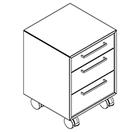 2130 - Pedestal unit W408xD400xH564 w/3 drawers w/central locking