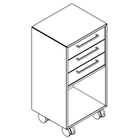 2212 + castors - Bookcase W408xD350xH750 w/3 drawers in A1