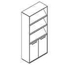 2515 incl. plinth - Bookcase W800xD350xH1806 w/doors in A4+B4, 3 magazine shelfs, w/dividers behind doors