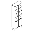 2614 + legs - Bookcase W800xD350xH2158 w/doors in A5 + B5, with divider