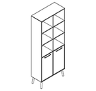 2513 + legs - Bookcase W800xD350xH1806 w/doors in A4+B4, w/divider