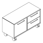 2107 + castors - Bookcase W800xD350xH398 w/filling drawer in A1+2-drawer in B1