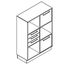 2327 + høj sokkel - Reol B800xD350xH1102 m/3 skuffer i A2, låge i B1, arkivskuf. B3