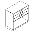 2243 + høj sokkel - Skab B800xD400xH750 m/3 skuffer i A1
