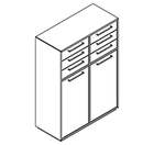 2329 incl. plinth - Bookcase W800xD350xH1102 w/3 drw. in A1+B1, doors in A2+B2