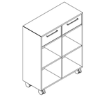 2712 + castors - Delta45 Bookcase W800xD350xH936 w/1 drawers in A1 and B1