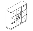 2334 + high plinth - Bookcase W1192xD350xH1102 w/f. draw.A3, 3-draw B2, door C1