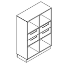 2331 + high plinth - Bookcase W800xD350xH1102 w/2 drawers in A2+B2