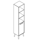 2530 + legs - Bookcase W408xD350xH1806 w/door, left,  in A4