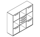 2338 incl. plinth - Bookcase W1192xD350xH1102 w/doors in A1+C1,3 drw B2,f-draw A3+C3
