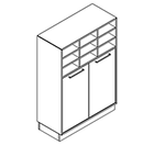 2328 + high plinth - Bookcase W800xD350xH1102 w/ pigeonhole in A1, doors A2, w/dividers behind doors