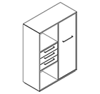 2318 incl. plinth - Bookcase W800xD350xH1102 w/3 drw. in A2 w/door, right in B1