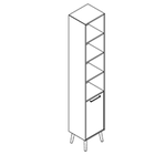2610 + legs - Bookcase W408xD350xH2158 with door, right, in A5