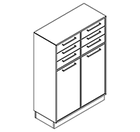 2329 + high plinth - Bookcase W800xD350xH1102 w/3 drw. in A1+B1, doors in A2+B2