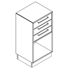 2212 + high plinth - Bookcase W408xD350xH750 w/3 drawers in A1