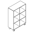 2302 + castors - Bookcase W800xD350xH1102 with divider