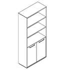 2523 incl. plinth - Bookcase W800xD350xH1806 w/doors in A4+B4, w/dividers behind doors