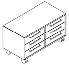 2111 + castors - Cupboard W800xD400xH368 w/3 drawers in A1+B1