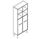 2514 + legs - Bookcase W800xD350xH1806 w/doors in A3+B3, w/divider