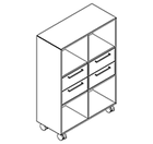 2331 + castors - Bookcase W800xD350xH1102 w/2 drawers in A2+B2