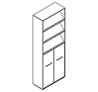 2615 incl. plinth - Bookcase W800xD350xH2158 w/doors in A4, 3 magazineshelves, w/dividers behind doors