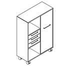 2318 + castors - Bookcase W800xD350xH1102 w/3 drw. in A2 w/door, right in B1