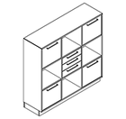 2338 + high plinth - Bookcase W1192xD350xH1102 w/doors in A1+C1,3 drw B2,f-draw A3+C3