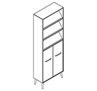 2615 + legs - Bookcase W800xD350xH2158 w/doors in A4, 3 magazineshelves, w/dividers behind doors