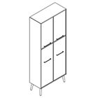 2526 + legs - Bookcase W800xD350xH1806 w/doors in A1/B1+ A3/B3 w/divider