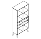 2414 + legs - Bookcase W800xD350xH1454 w/2 drawers in A3+B3