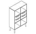 2331 + legs - Bookcase W800xD350xH1102 w/2 drawers in A2+B2