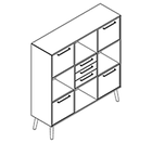 2338 + legs - Bookcase W1192xD350xH1102 w/doors in A1+C1,3 drw B2,f-draw A3+C3