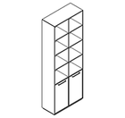 2614 incl. plinth - Bookcase W800xD350xH2158 w/doors in A5 + B5, with divider