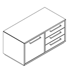 2117 incl. plinth - Cupboard W800xD400xH368 w/3 drawers in A1+B1 w/3 drw. in B1