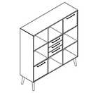 2334 + high plinth - Bookcase W1192xD350xH1102 w/f. draw.A3, 3-draw B2, door C1